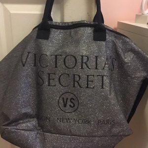 Victoria’s secret silver glitter tote bag
